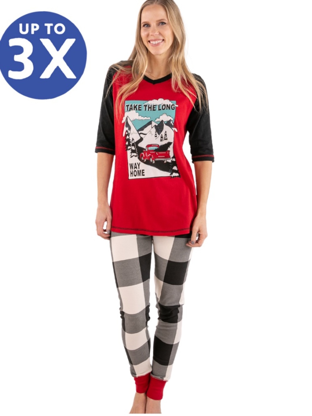 Lazy One Red & Black 'Take The Long Way Home' Women's Pajama Set